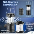 thumbnail image 2 of LED Camping Lantern, Emergency Light for Indoor & Outdoor Use, Collapsible (Black, 1 Pack), by Mata1, 2 of 7