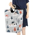 thumbnail image 4 of Yayeee Freestanding Laundry Hamper with Handle Collapsible Large Storage Basket for Clothes, Cartoon Blue Houses, 4 of 7