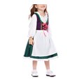thumbnail image 3 of Girls Traditional German Oktoberfest Costumes Long Sleeve Ruffle Tops Princess Dress Apron 3 Piece Outfits, 3 of 7