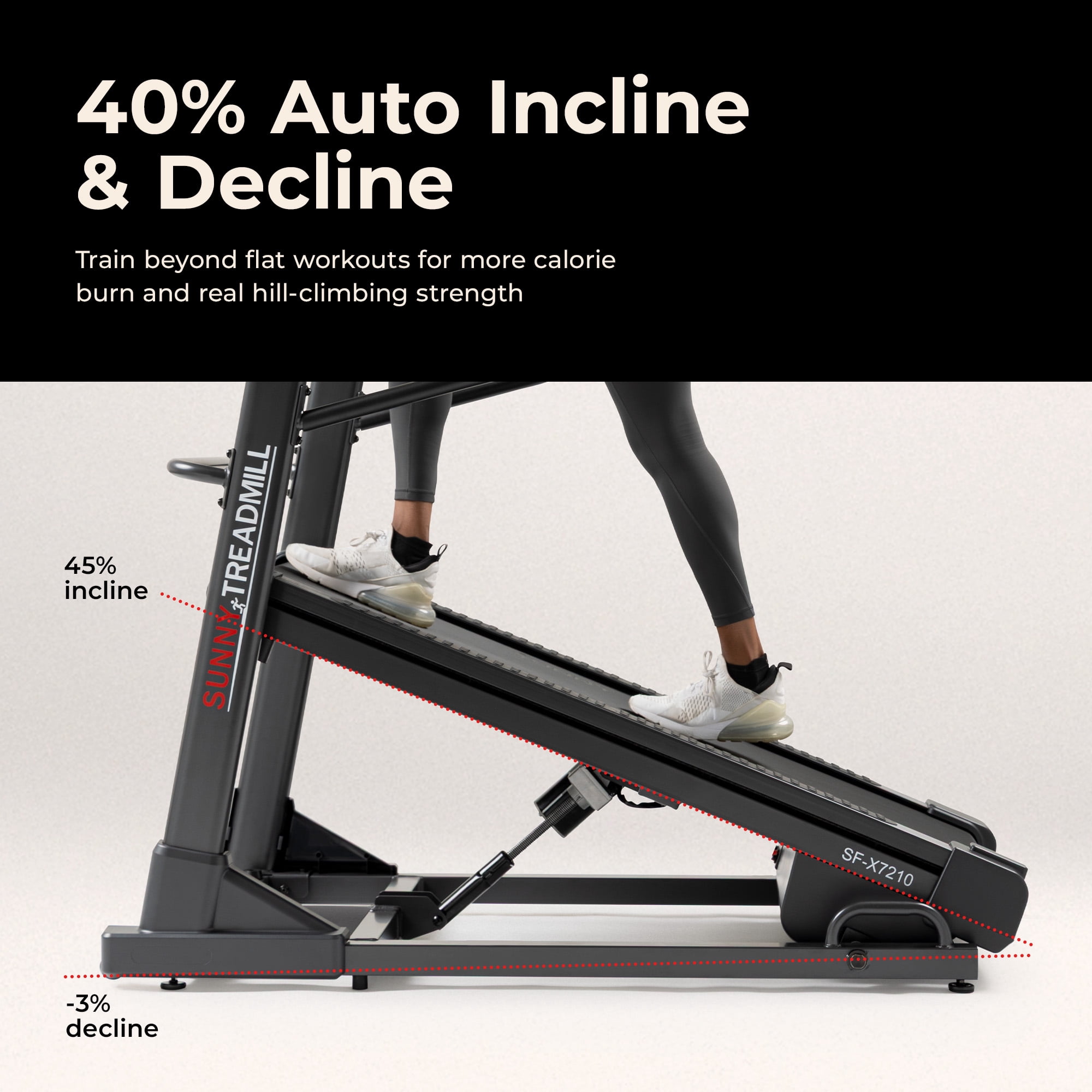Sunny Health & Fitness Premium Ultimate Incline Decline Treadmill - SF-X7210