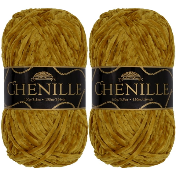 JubileeYarn Chenille Yarn - Worsted Weight - 100g/Skein - Tiramisu - 2 Skeins
