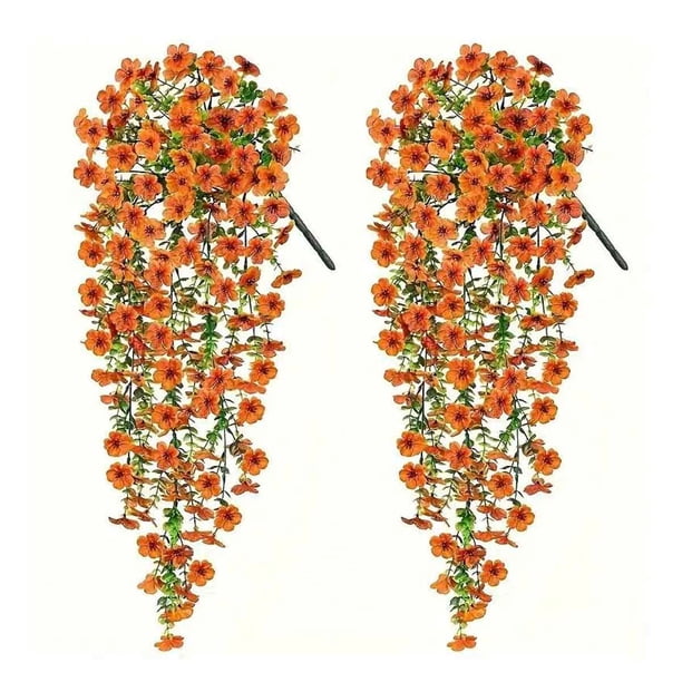 Flores artificiales colgantes para decoración de otoño al aire libre, margaritas de seda sintética resistentes a los rayos UV, aspecto real para exteriores, hogar, jardineras de interior, porche,