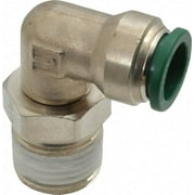 Parker 1/2" Outside Diam, 1/2 NPTF, Nickel Plated Brass Push-to-Connect Tube Male Swivel Elbow 300 Max psi, Tube to Male NPT Connection, Buna-N O-Ring