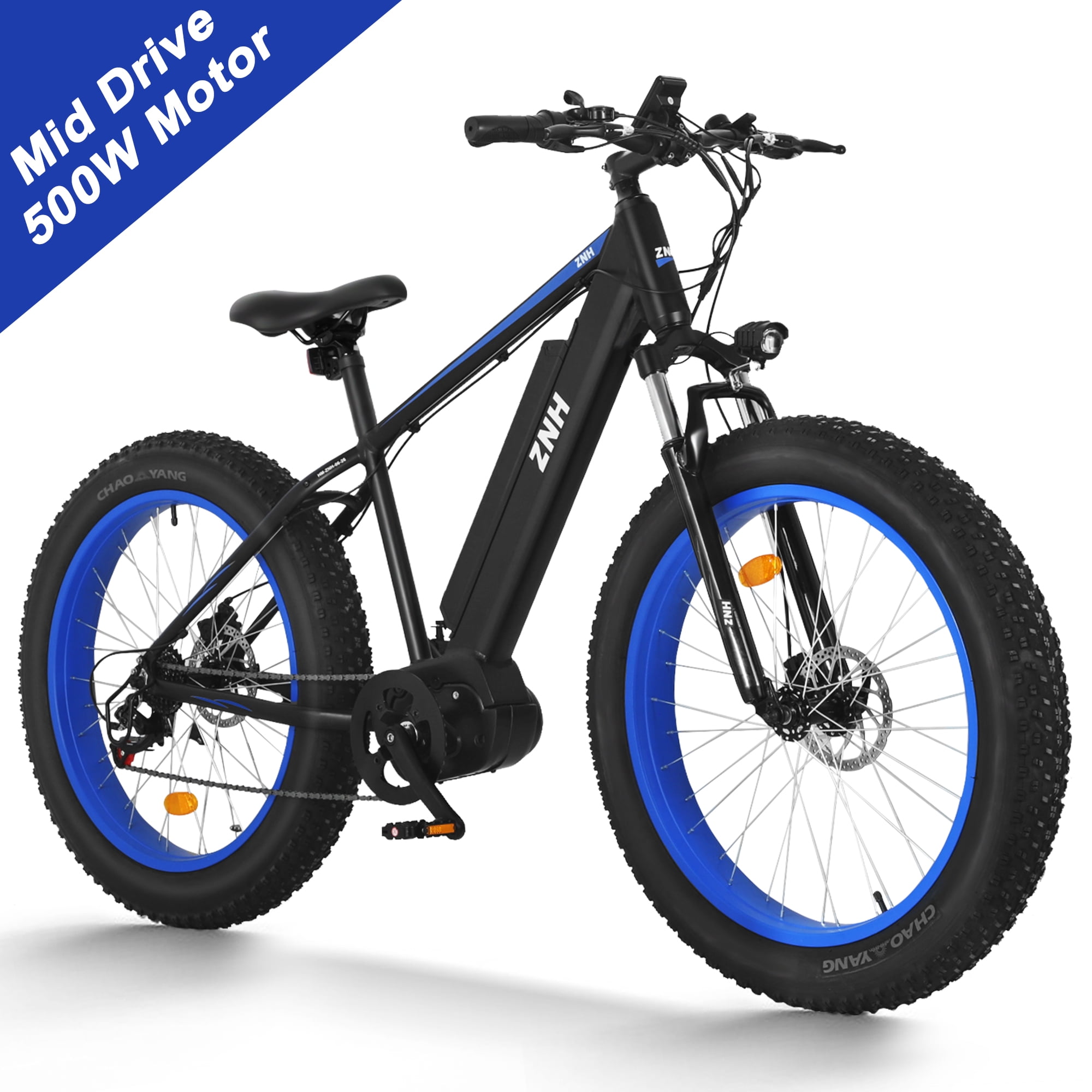 ZNH Electric Bike 26" 4.0" Fat Tire Mountain ebike for Adults 500W Mid
