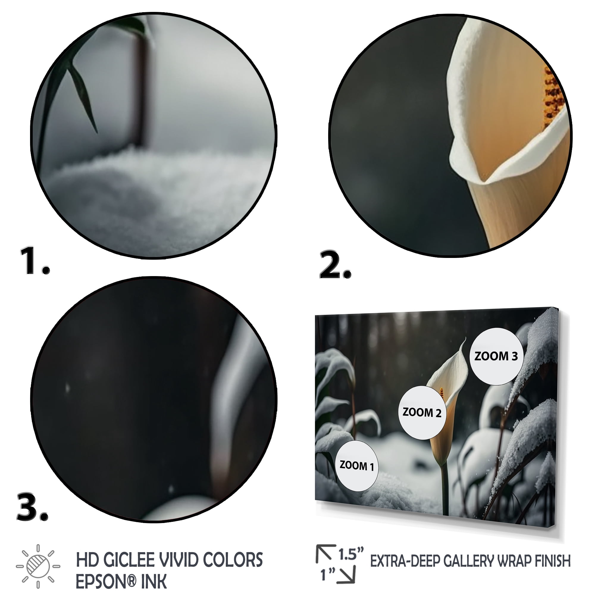 Designart A Blooming White Calla Lily Flower Winter II Canvas Wall Art