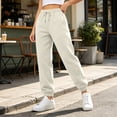 thumbnail image 2 of Womens High Waisted Baggy Sweatpants Fleece Lined Sweatpants Fall Winter Athletic Joggers Lounge Trousers Cinch Bottom Sweatpants, 2 of 5