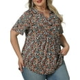 thumbnail image 2 of Women's Plus Size Summer Tops 2025 Peplum Shirts Casual Button Up Flowy Comfy V Neck Floral Blouses Xl YH004, 2 of 6