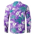 thumbnail image 3 of ZCFZJW Long Sleeve Hawaiian Shirts for Men Tropical Floral Print Summer Button Down Graphic Beach Vacation Tees Tops Loose Regular Fit Holiday Aloha T-Shirts Purple L, 3 of 3