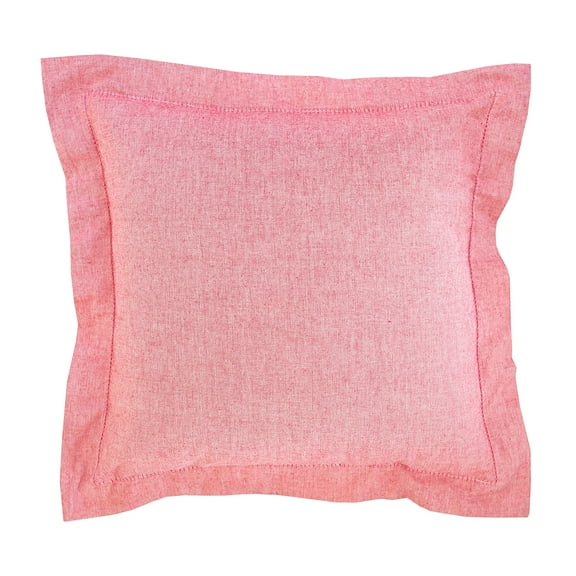 Signature Hemstitch Cotton Chambray Light Red Accent Throw Pillow 20" x 20"