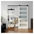 thumbnail image 4 of 5-Panel Glass Barn Door With Sliding Door Hardware Kit & Handle, Wooden Solid MDF Core & Eco Water-Proof PVC Veneer, White ,Easy to Install, 4 of 7