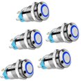 thumbnail image 1 of 5PCS 12mm Latching Push Button Switch High Round Cap, Waterproof Metal Push Button Switch with 12V/, 1 of 5