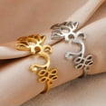 thumbnail image 4 of Buddhism OM Unalome Symbol Women Ring Spiritual Lotus Flower Wedding Bands, 4 of 9