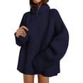 thumbnail image 2 of Blue Sweatshirt for Women's 2023 Winter Sweaters Oversized Turtleneck Long Sleeve Chunky Knitted Tunic Pullover Tops Women Fall Clothes, 2 of 6