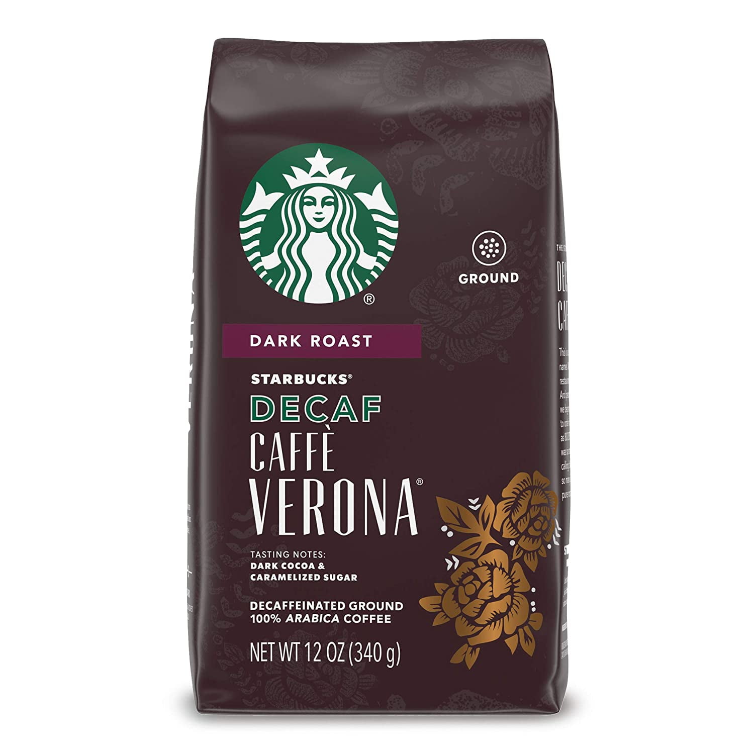 Starbucks Decaf Caffè Verona, Ground Coffee, Dark Roast, 12 oz