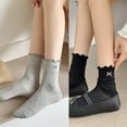 thumbnail image 5 of Stylish Embroidered Bowknot Middle Calf Socks Mesh Cotton Frilly Socks for Women, 5 of 21