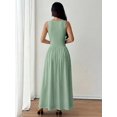 thumbnail image 2 of Petite Womens Mint Green Solid Square Neck Ruched Flared Maxi Dress For Spring Summer, 2 of 7