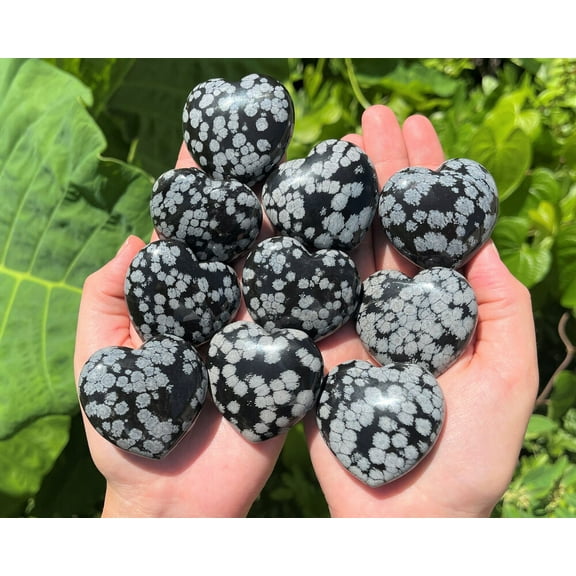 Snowflake Obsidian Heart, LARGE 1.75" Natural Polished Obsidian Crystal Hearts