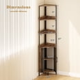 thumbnail image 3 of Gymax 6-Tier Corner Shelf 67'' Tall Corner Bookshelf w/Cabinet & Adjustable Shelf Rustic Brown & White, 3 of 10