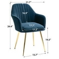 thumbnail image 5 of AVAWING Accent Arm Chairs Upholstered Velvet Dining Chairs Set of 4, Golden Legs, Indoor, Blue, 5 of 7