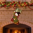 thumbnail image 4 of Christmas Stockings, 18.5" Classic Farmhouse Large Christmas Stockings with 3D Santa, Snowman, Reindeer, Polar Bear for Family Holiday Party Christmas Decorations (Grey and Burgundy), 4 of 5
