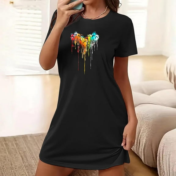 HaoXianJian Women's T-Shirt Nightgown Short Sleeve Sleepshirts Comfy Ladies Casual Cover Ups Nightdress
