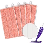 Reusable Heavy Scrub Mop Pads: Compatible with Swiffer Wet Jet Mops, Reusable & Durable Microfiber Mop Pads for 10'' to 12'' Microfiber mops(5 Pack, Orange)