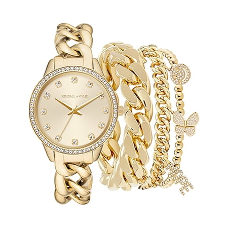 Kendall + Kylie Kk Lds Bling Dial Gld Watch Set
