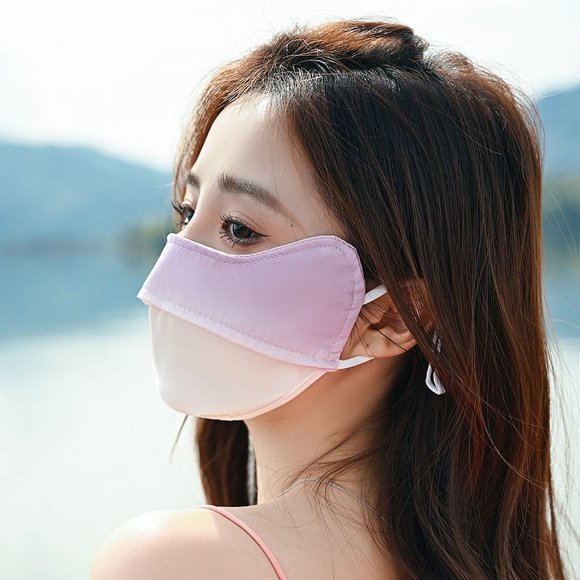 Mascarilla de protección solar de seda helada con esquinas para los ojos, transpirable, con rubor, estéreo, para verano, para mujer, con protección contra el polvo y los rayos UV