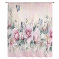 thumbnail image 2 of Pink Roses Floral Sheer Curtains 84 Inches Long, Vintage Romance Botanical Flowers Light Filering Curtains, Breathable Simi Curtain Privacy Drapes for Living Room Bedroom Lightweight Window Treatment, 2 of 9