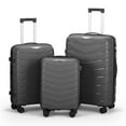 thumbnail image 3 of GVN Luggage Set, Carry on Suitcase Sets,V-Shaped Stripe 3-In-1 Pp Trolley Case 20In 24In 28In Pp Iron Trolley Classic Color - Dark Gray, 3 of 8