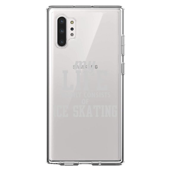 DistinctInk Clear Shockproof Hybrid Case for Galaxy Note 10 PLUS (6.8" Screen) - TPU Bumper Acrylic Back Tempered Glass Screen Protector - My Life Mainly Consists of Ice Skating