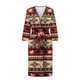 thumbnail image 3 of Yuyamidu Southwest Aztec Horse Robe for Women Sexy Long Sleeve Gowns Sleepwear Size 2XL Spa Robes Womens Pajamas Dress Lightweight V-Neck Bathrobe for Sleeping, 3 of 7