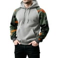 thumbnail image 5 of Pullover Hooded Sweatshirt with Camouflage Patterned Sleeves Drawstring Hood and Front Kangaroo Pocket for Everyday Wear Light Gray 3XL, 5 of 5