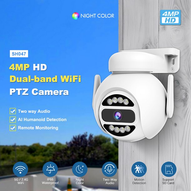 Cámara inalámbrica WIFI IP Audio bidireccional Videocámara de 4MP impermeable para exteriores