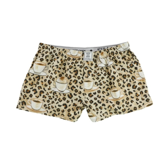 P.J. Salvage Womens Coffee Beans And Cup Pajama Shorts, Beige, Small