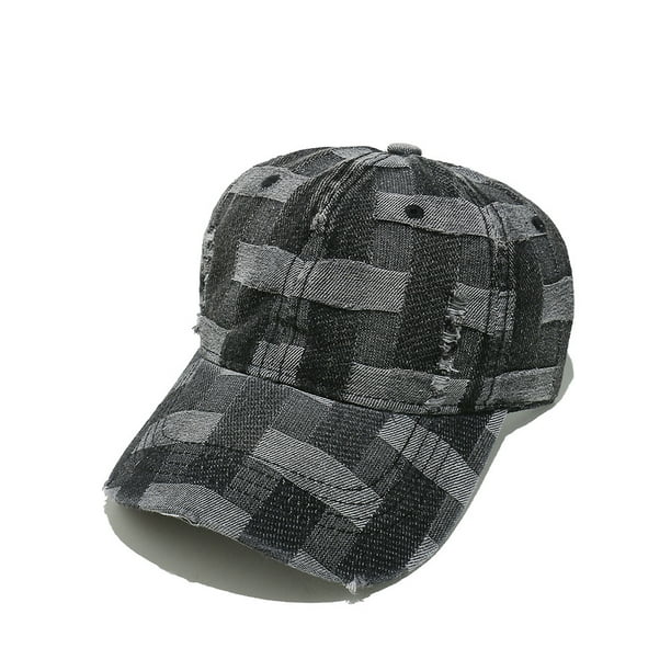 Gorra de béisbol tipo camionero de algodón lavado con cuadros desgastados