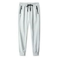 thumbnail image 3 of Handshe Men's Casual Sport Pants with Zipper Pockets Elastic Waist & Cuff Solid Color Design, 3 of 3
