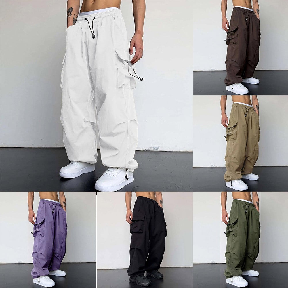 Lefu Mens Cargo Parachute Pants Streetwear Vintage Y2k Hip Lefu Mens Cargo Parachute Pants Streetwear Vintage Y2k Hip