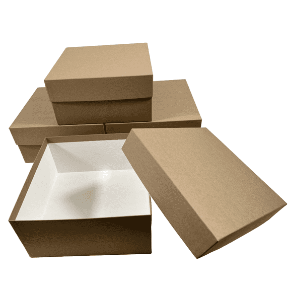 4 Boxes - Specialty GIft Boxes - Natural Kraft 9" x 9" x 4.5" Sturdy 2 Piece Assembled Rigid Boxes - Specialty Gift Box, Birthday Box, Corporate Gift Box, Centerpiece Box - Made in USA
