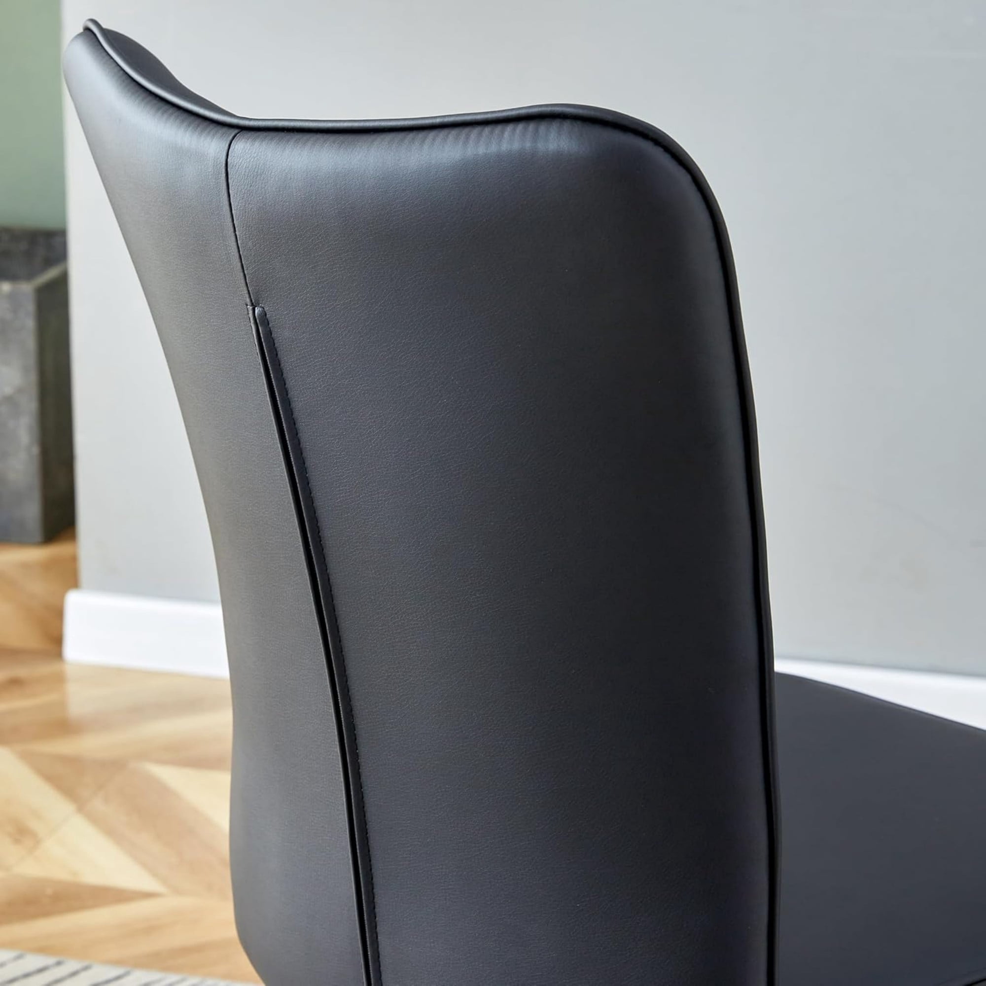 SUDICA Dining Chairs Set of 4, Black PU Leather Upholstered High Back Chairs, Black Metal Legs, For Dining Room Kitchen