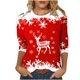 thumbnail image 1 of Camisas Navideñas Para Mujer Moda Blusa de Manga Tres Cuartos Cuello Redondo Casual Chriatmas Impreso Tops Odeerbi ODB200496, 1 of 5