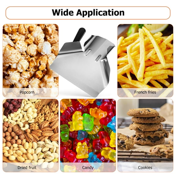 CIMAXIC Multi Purpose Stainless Steel Popcorn Scoop with Handle for Dry Food Dispensing