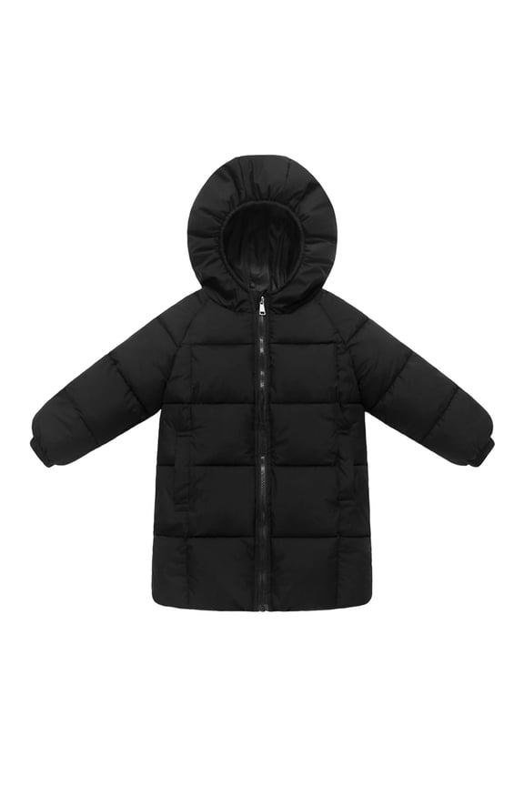 Toddler Puffer Jacket Baby Boys Girls Hooded Coat Winter Lightweight Down Jacket Packable Coat 5T 6T (Black,5-6 Years)