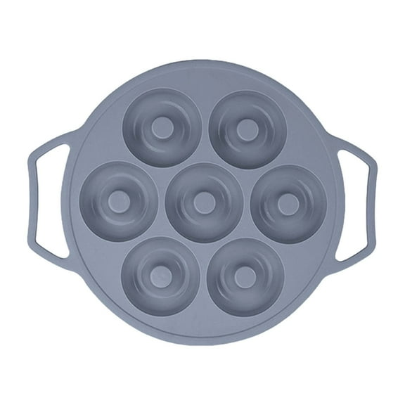 Tunhigl 7-Cavity Double Ears Baking Tray - High Temperature Food Grade Non-Stick Donut Pan for Easy Baking & Quick Cleanup Gray