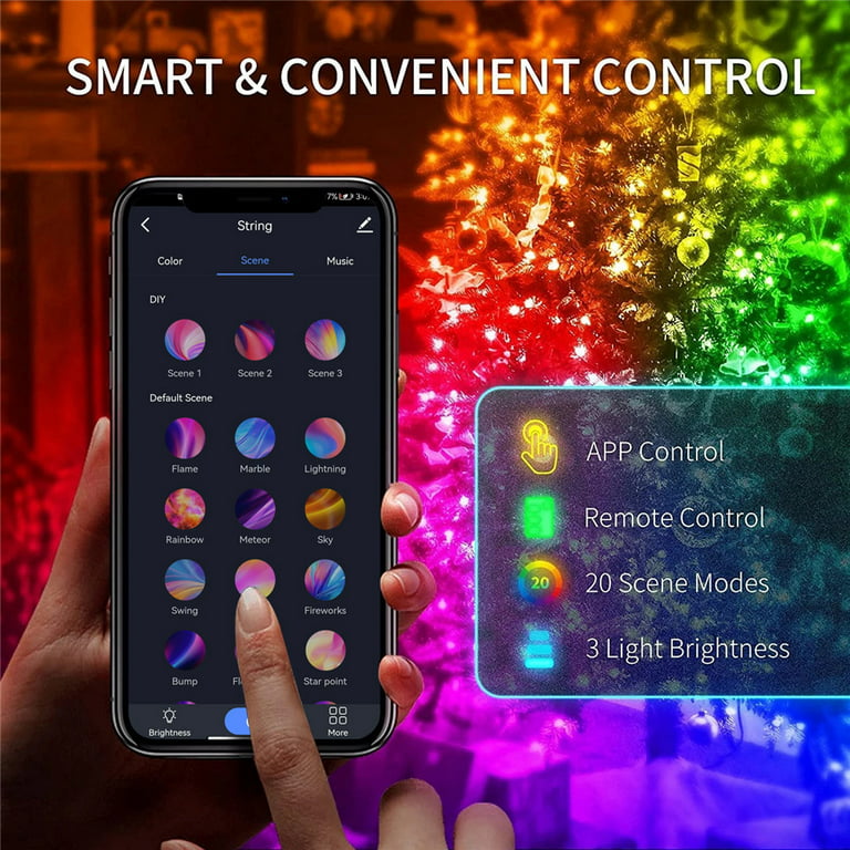 lilubuy App Controlled Christmas Lights, Megulla 5M Bluetooth Dreamcolor  Rgbic Usb Smart Outdoor String Lights With Remote, Plug In Music Sync  Colour