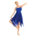 thumbnail image 2 of iixpin Womens Spaghetti Strap Lyrical Ballet Dance Dress High Low Mesh Skirt Dancewear Blue S, 2 of 7