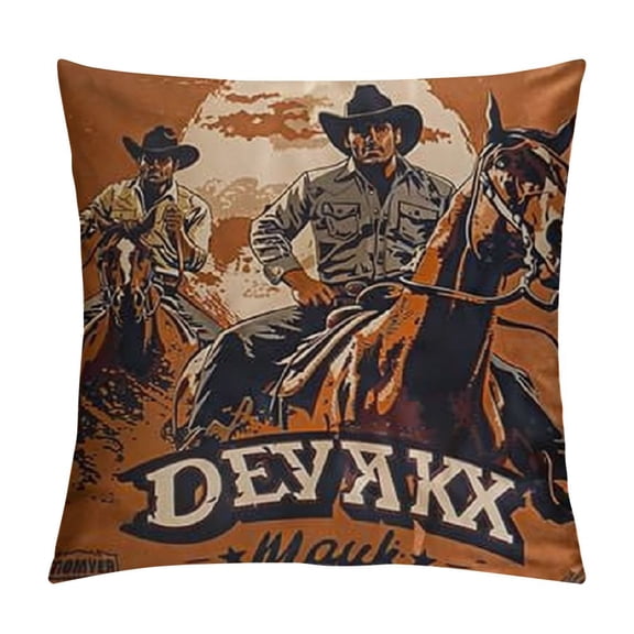 Sheronv Western Style Graphic Decorative Throw Pillow Cover for Home Couch Bed Sofa Living Room Décor - Aesthetic Design 1PC 12x12in