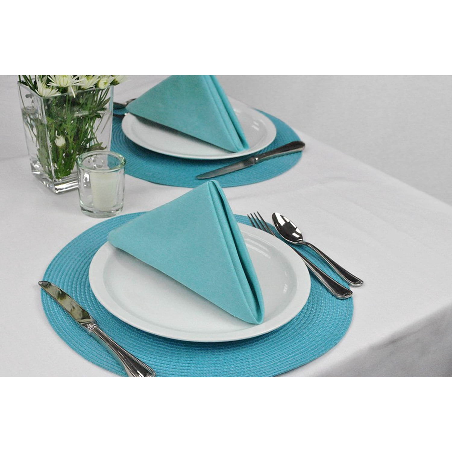 Aqua Round Polypropylene Woven Placemat (Set of 6)