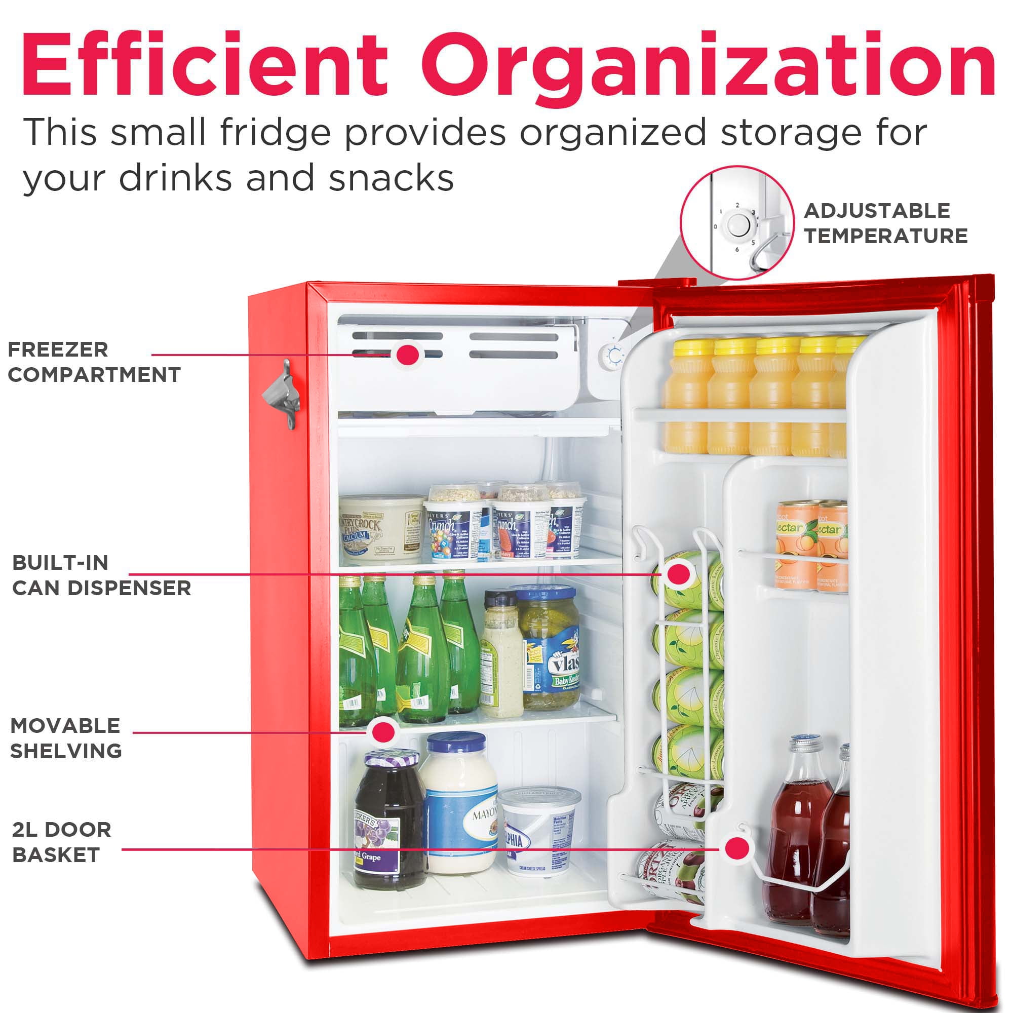 Frigidaire 3.2 Cu. Ft. Retro Compact Refrigerator with Side Bottle Opener EFR376, Red