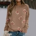 thumbnail image 2 of Gkeoshab Womens Sweaters Women's Long-Sleeve Loose-Fit Round-Neck Sweater for Fall and Winter Khaki M, 2 of 5